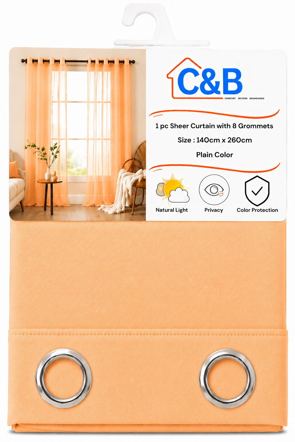 Sheer Curtains with Rings – 140 × 260 cm