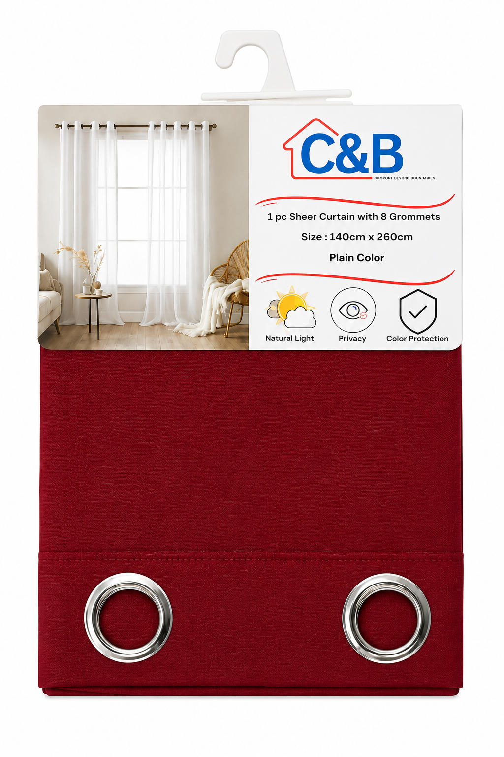 Sheer Curtains with Rings – 140 × 260 cm
