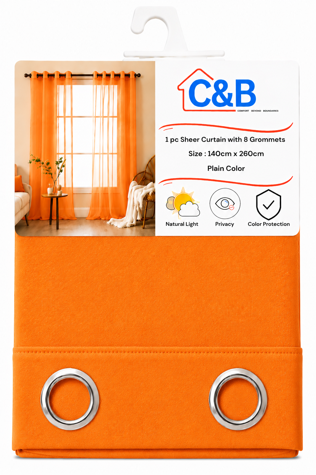 Sheer Curtains with Rings – 140 × 260 cm