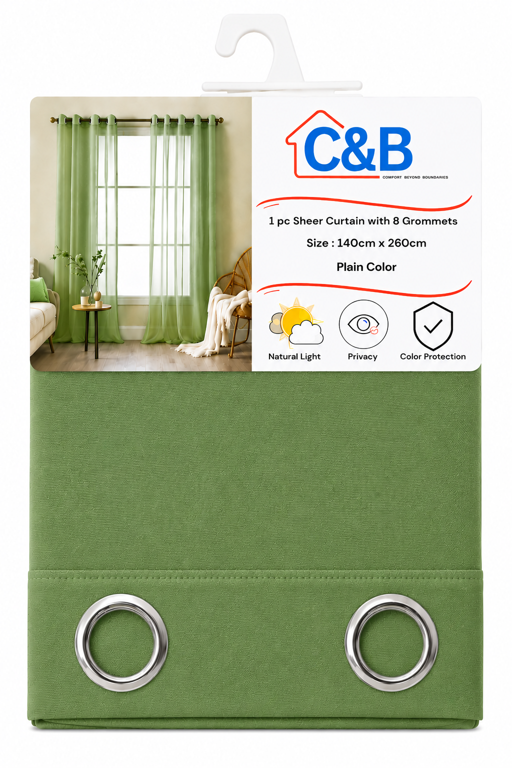 Sheer Curtains with Rings – 140 × 260 cm