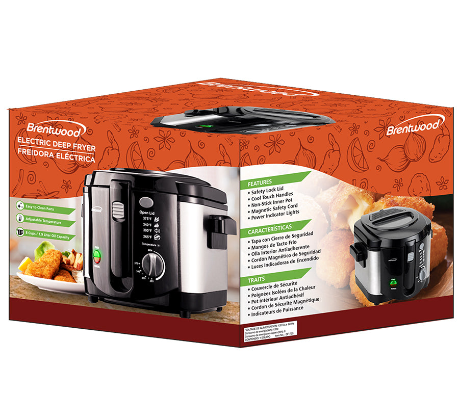 Brentwood Electric Deep Fryer (1.9L / 8-Cup Capacity)