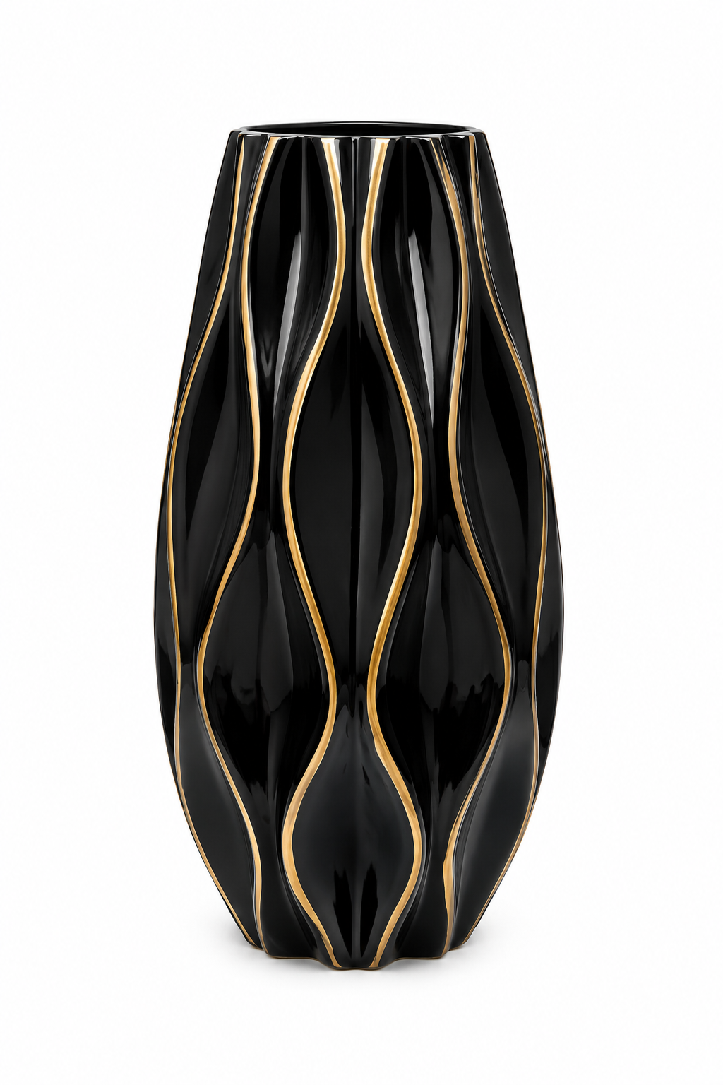 Black Ceramic Decorative Vase – 22 cm