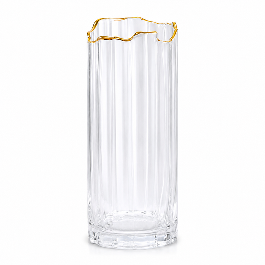 Clear Fluted Glass Vase (24.5 cm)