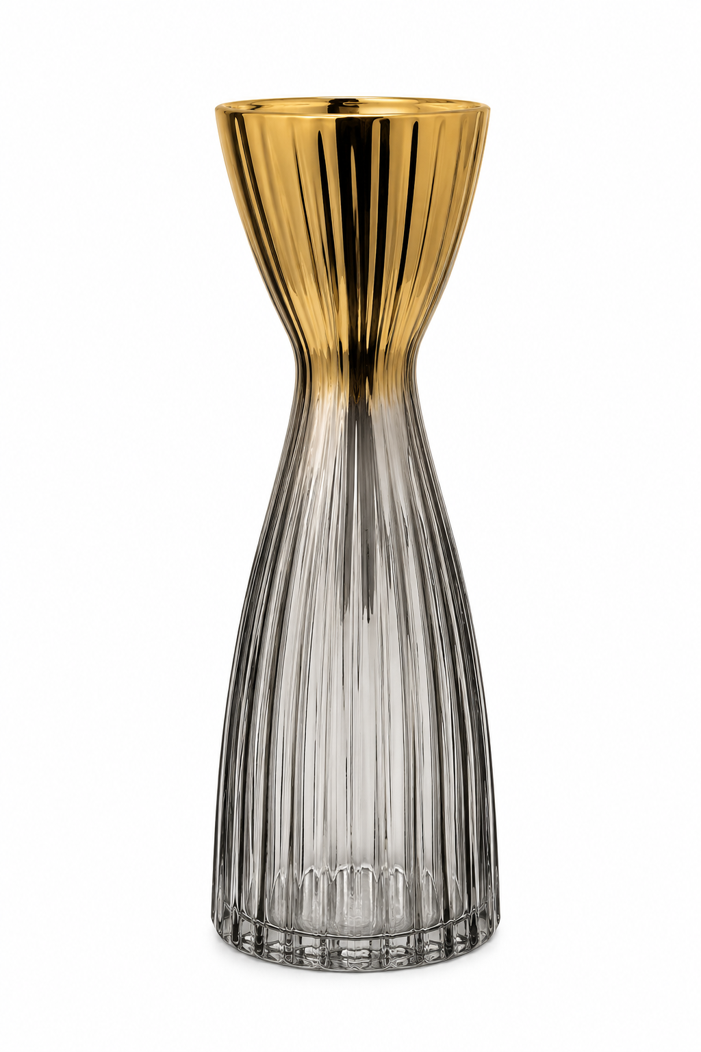 Gold Fluted Glass Vase – 27 cm