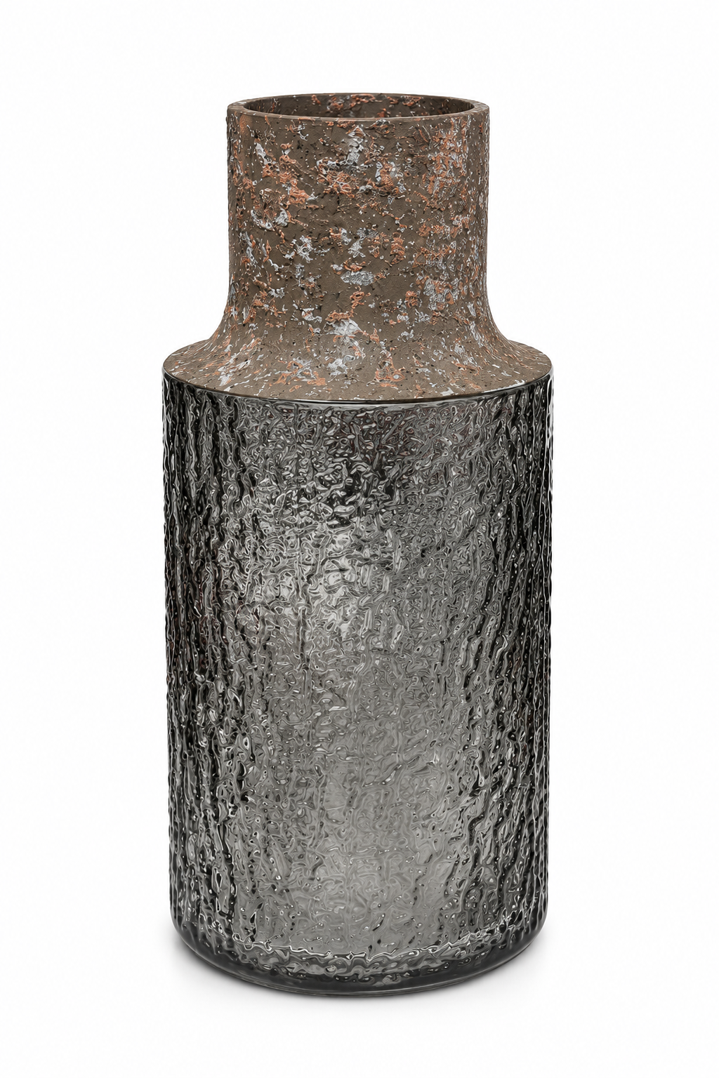 Smoky Textured Glass Vase – 26 cm