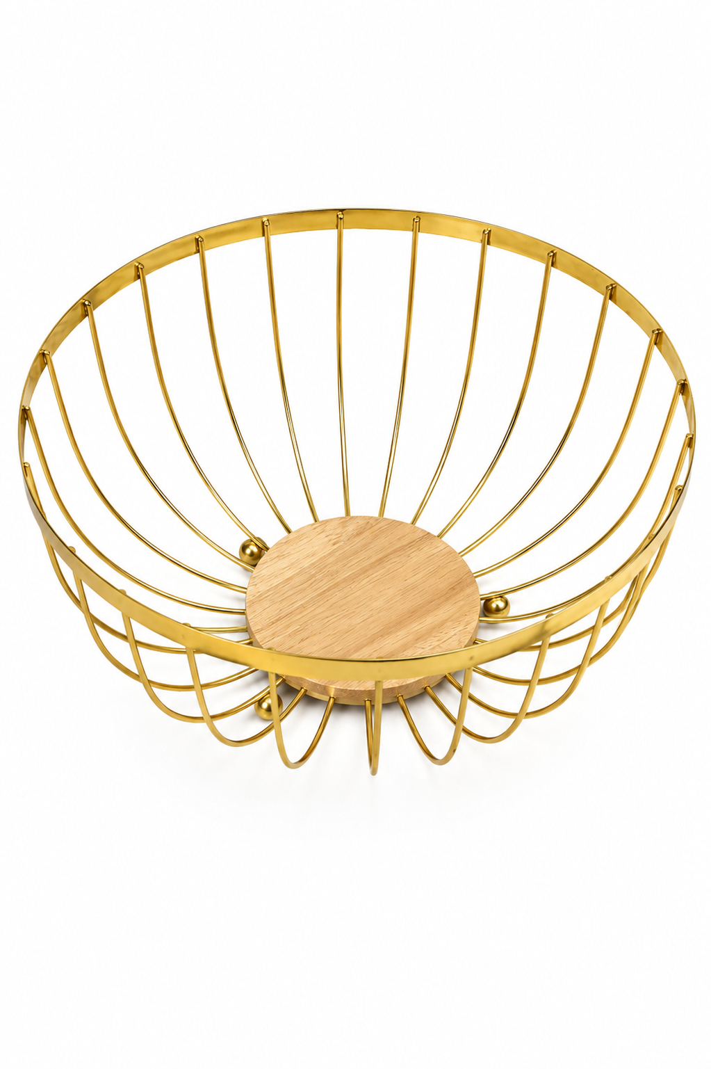 Gold Tray Round with Wooden Base