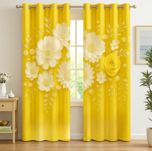Blackout Curtain Yellow and White Flower-14