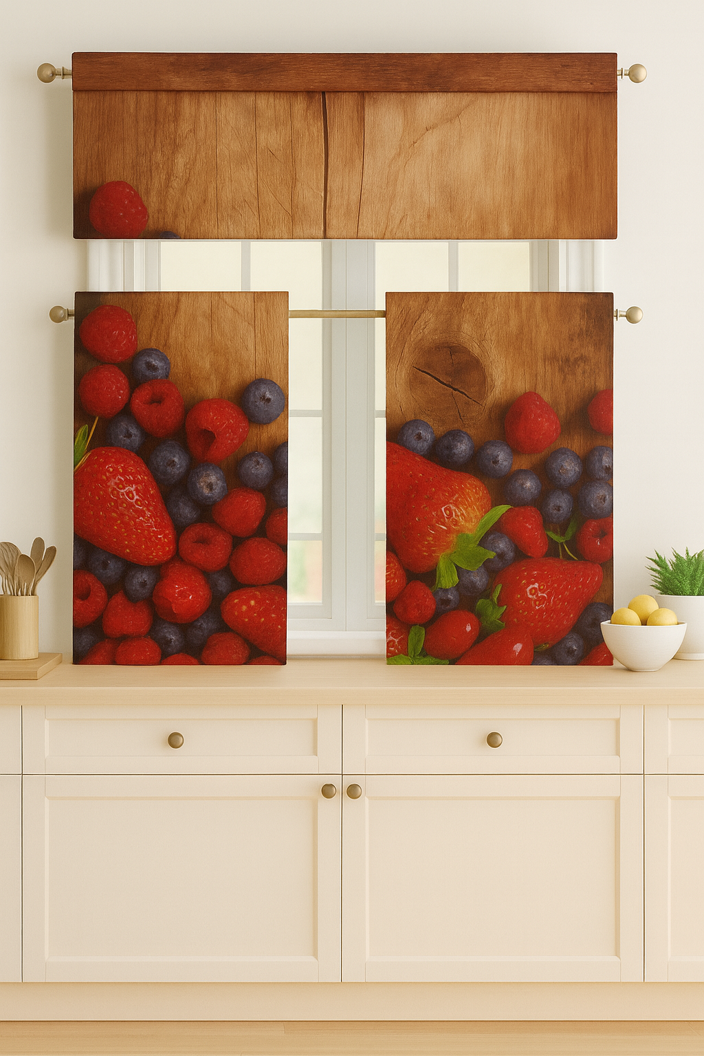 C&B Fresh Berry Harvest Kitchen Curtain 3pcs