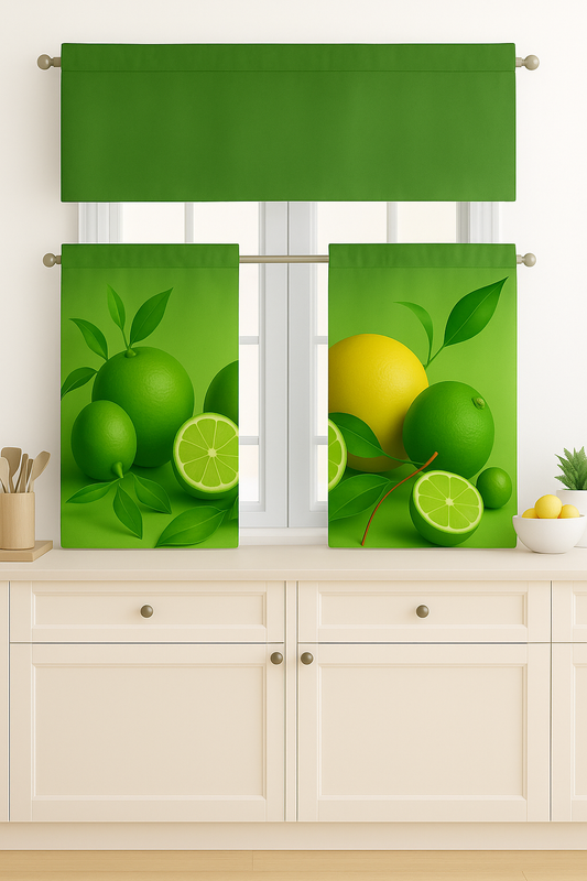 C&B Fresh Lemon Glow – Kitchen Curtain Set (3 Pieces)