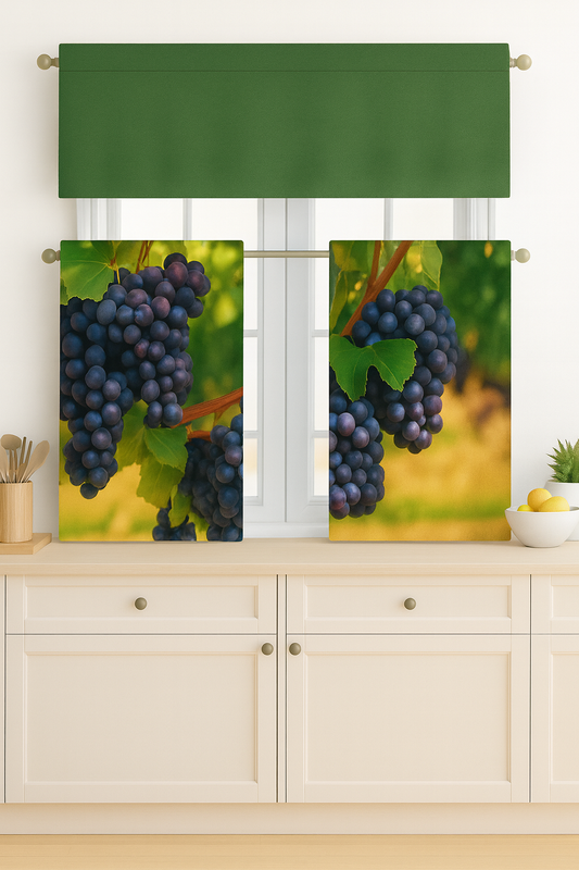 C&B Grapevine&Harvest– Kitchen Curtain Set (3 Pieces)
