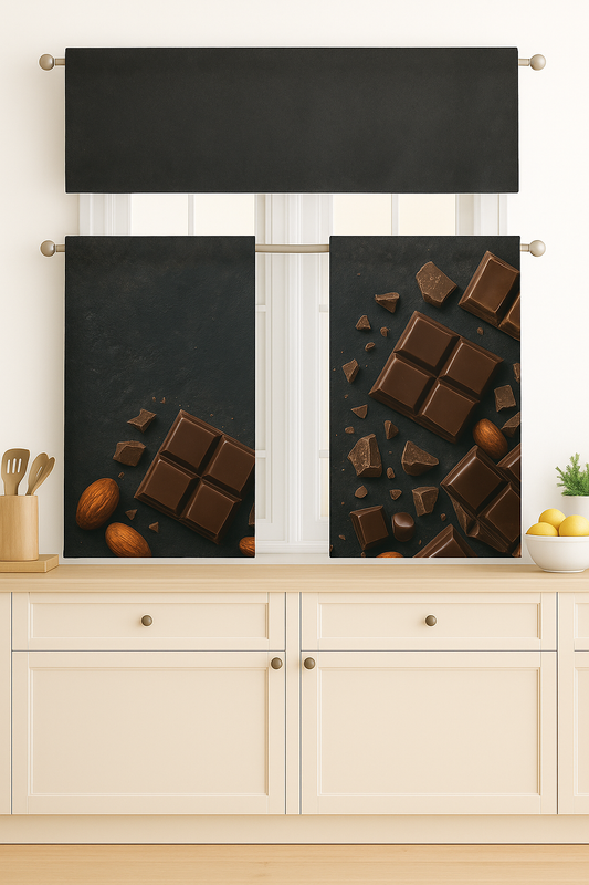 C&B Choco Bliss – Kitchen Curtain Set (3 Pieces)
