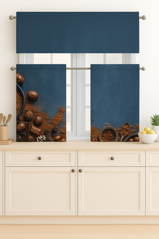 C&B Hazelnut &Cocoa – Kitchen Curtain Set (3 Pieces)