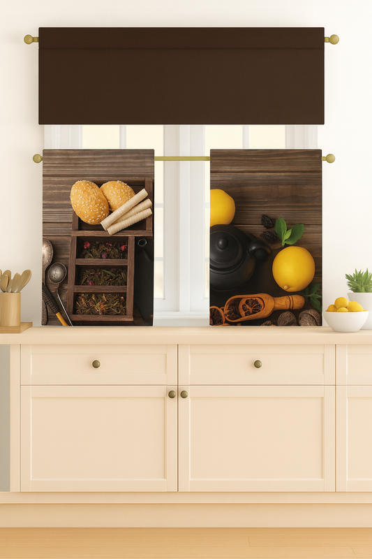 C&B Cozy Lemon & Tea Kitchen Curtain 3pcs