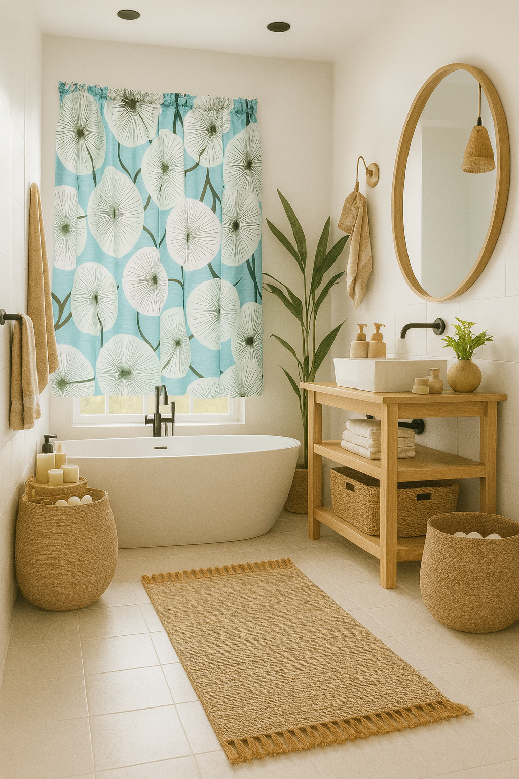 Bathroom Window Curtain Set 152cmX81cm