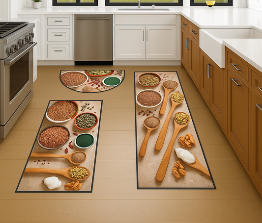 Rustic Spice & Grain Kitchen Mat Set
