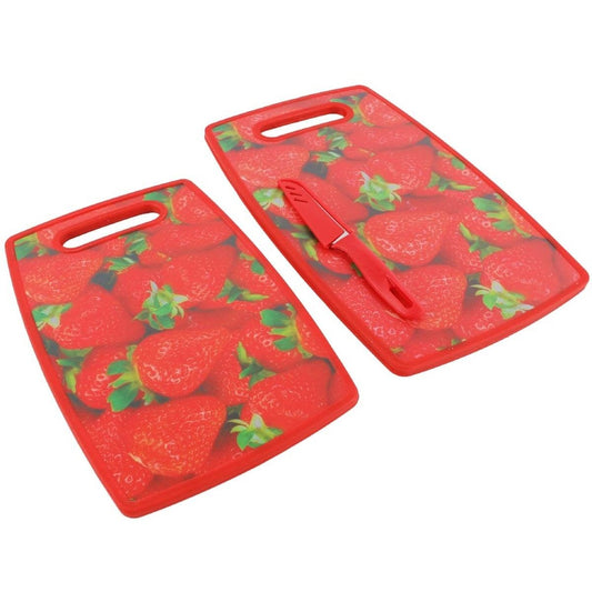 Strawberry Print Cutting Board Set with Knife