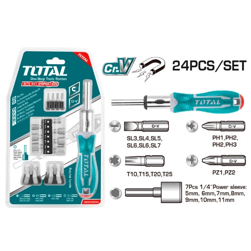 TOTAL 24-Piece Screwdriver & Bit Set (Cr-V Steel)