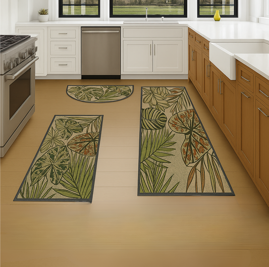 Tropical Leaf Serenity Kitchen Mat Set