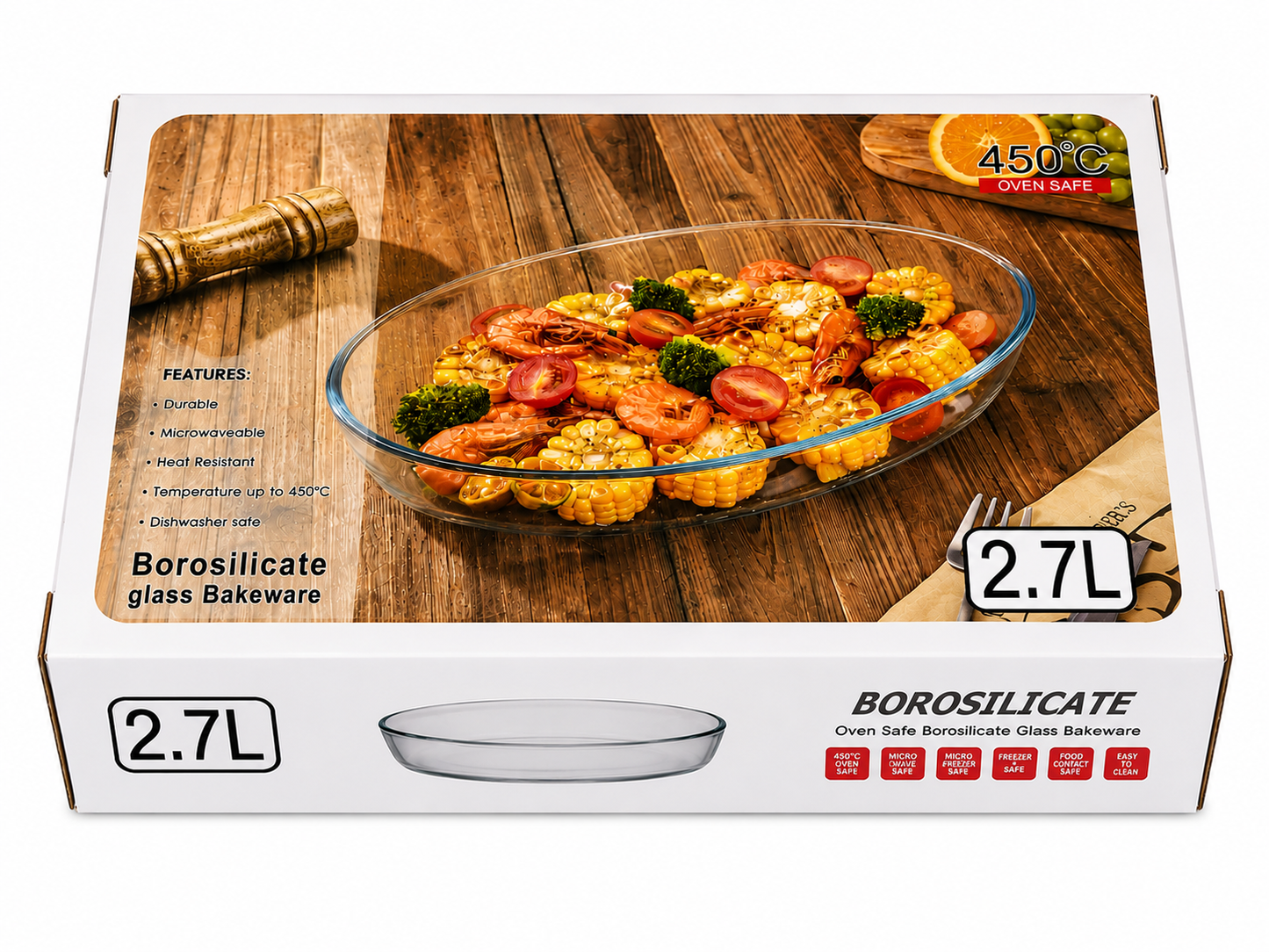 Borosilicate Glass Oval Bakeware – 2.7L