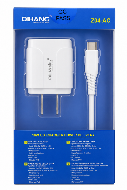 QIHANG 18W Fast Charger with Lightning Cable