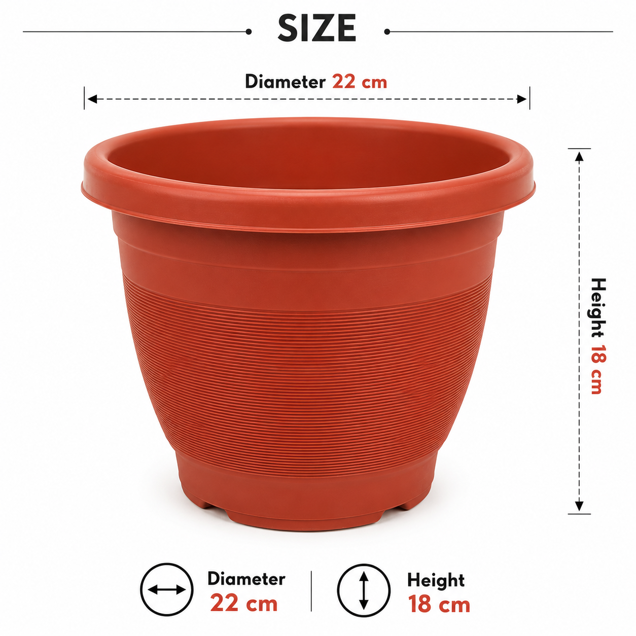 Plastic Round Flower Pot – Multiple Sizes