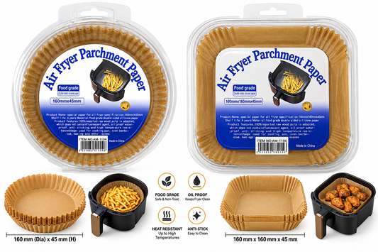 Air Fryer Parchment Paper round and square 160mm food grade liners
