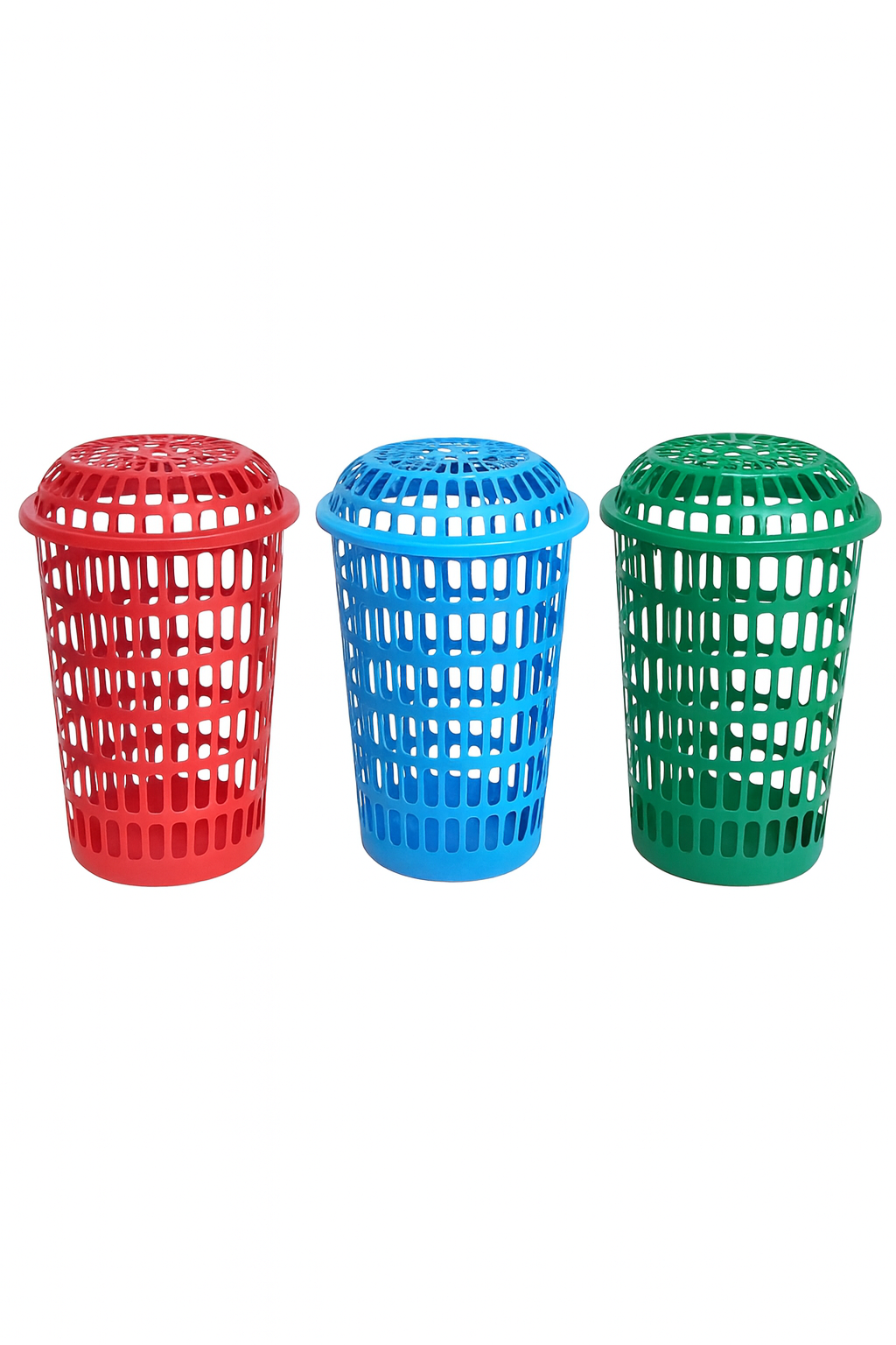 Plastic Laundry Basket with Lid – Assorted Colors