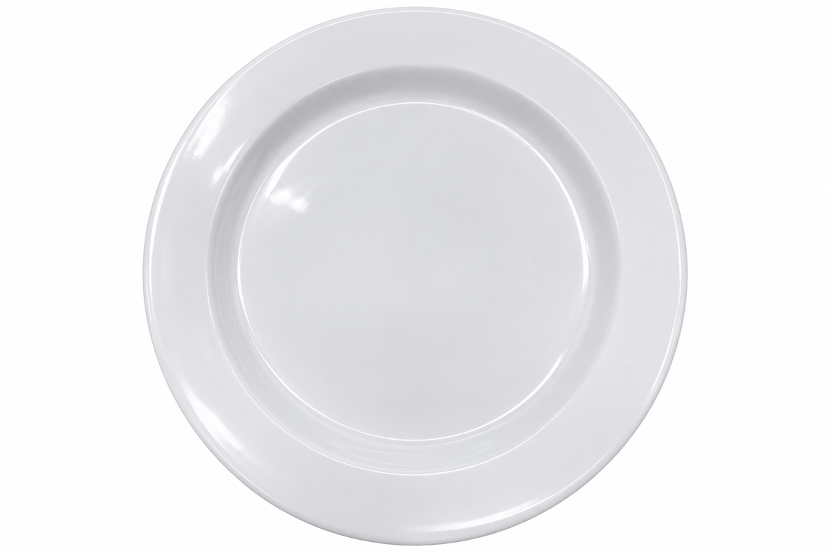 Big Home white round plate on a white background