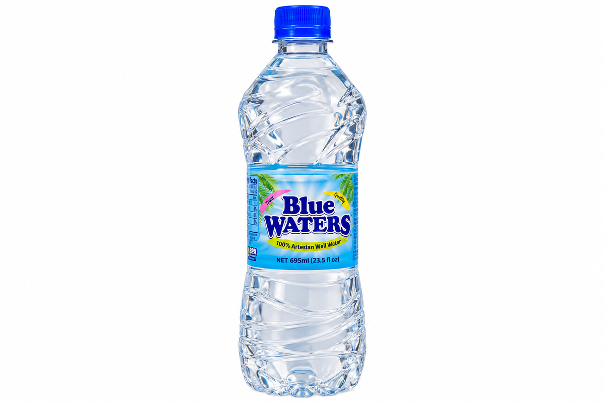 Blue Waters 695ml bottle white background