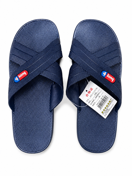 Men's Royal Blue Cross Strap Slide Sandals – Size 44-46-47