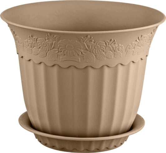 Floral Embossed Round Flower Pot