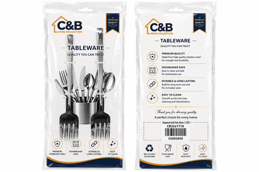 C&B Home Collection Diamond Grid Fork Silver 2 PCS