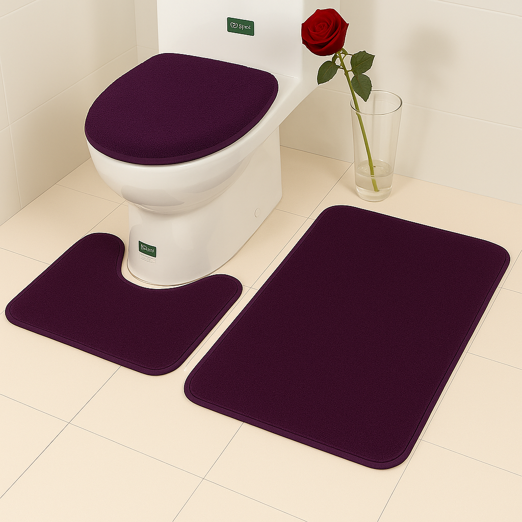 Velvet 3-Pcs Bathroom Mat Set