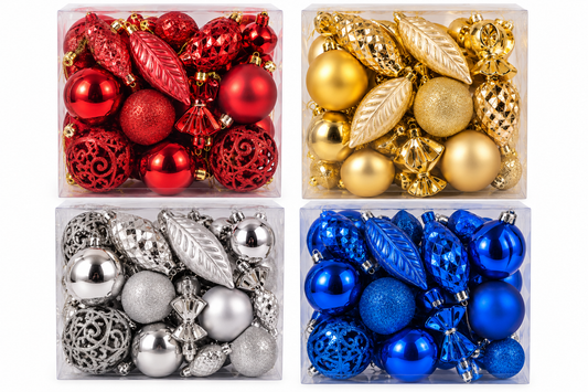 Christmas ornament color assortment, 24 pieces per box