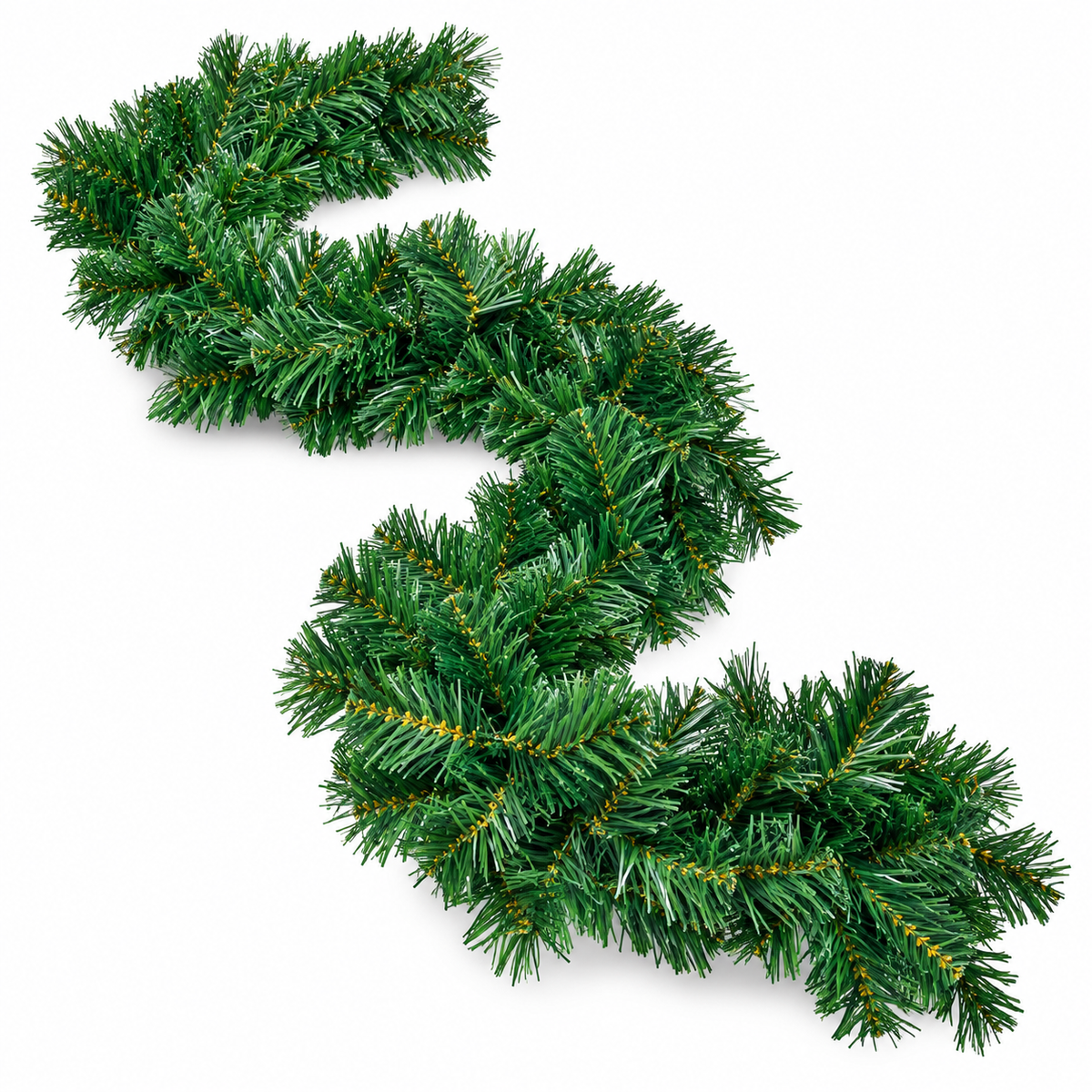 Christmas pine tree garland 2.7m green white background