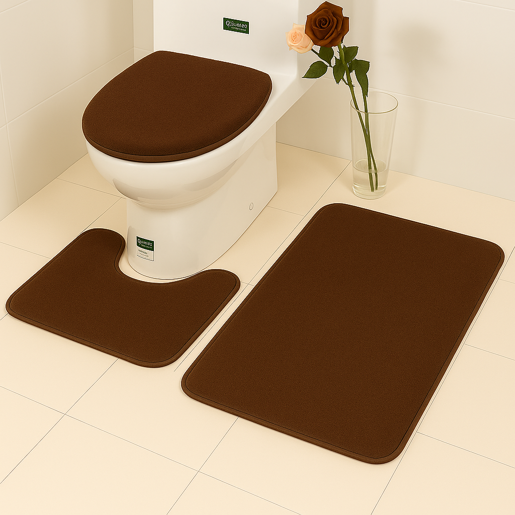 Velvet 3-Pcs Bathroom Mat Set