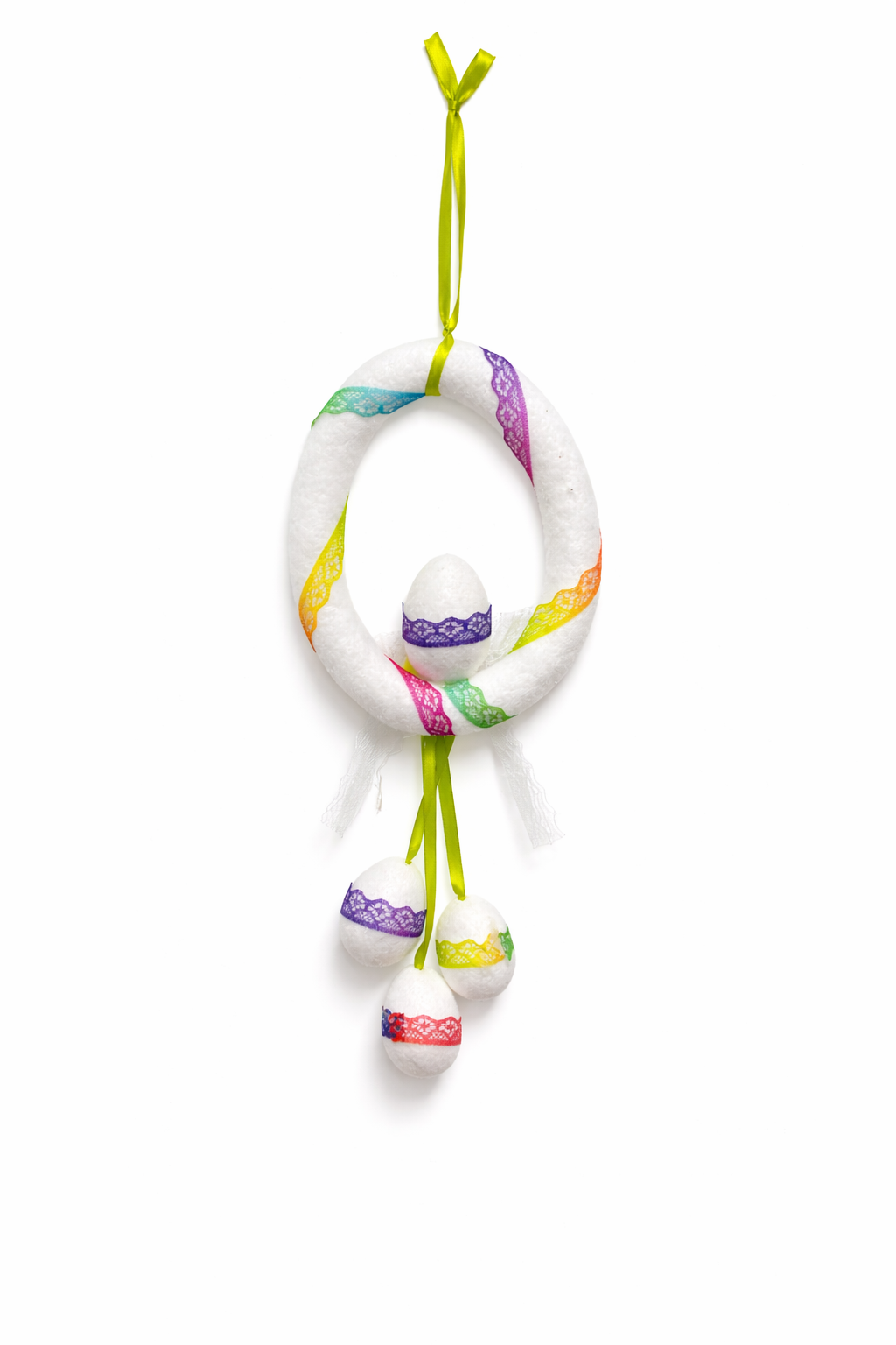 White Lace Easter Egg Hanging Wreath Ornament