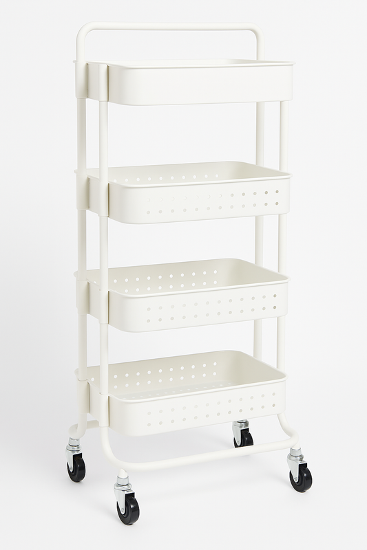 4-Tier Rolling Storage Cart – White