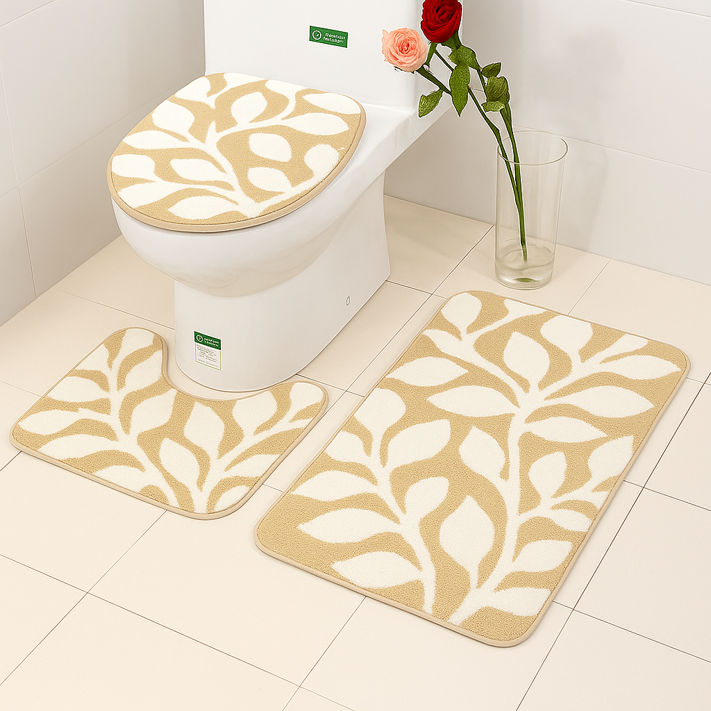 Florid 3-Pcs Bathroom Mat Set