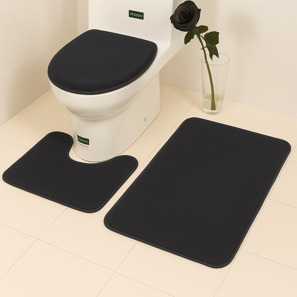 Velvet 3-Pcs Bathroom Mat Set