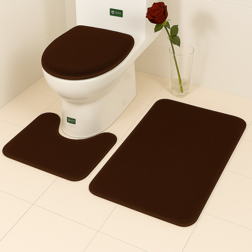 Velvet 3-Pcs Bathroom Mat Set