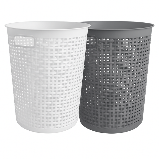 Woven Laundry Basket Set (White&Grey)