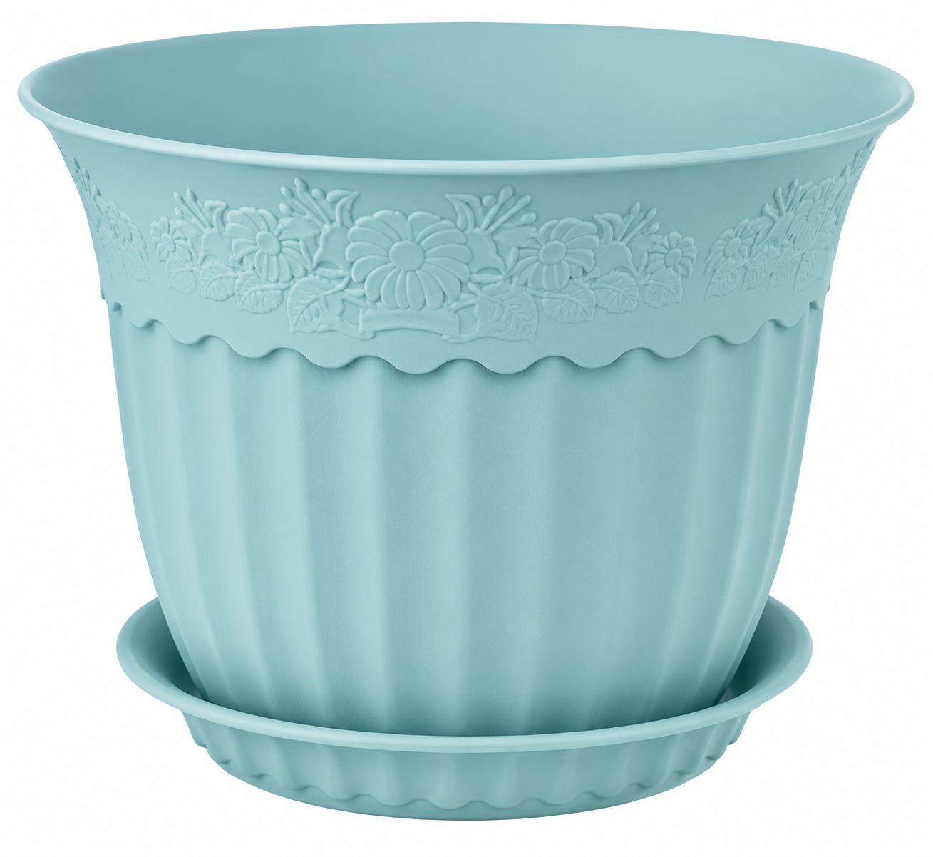 Floral Embossed Round Flower Pot