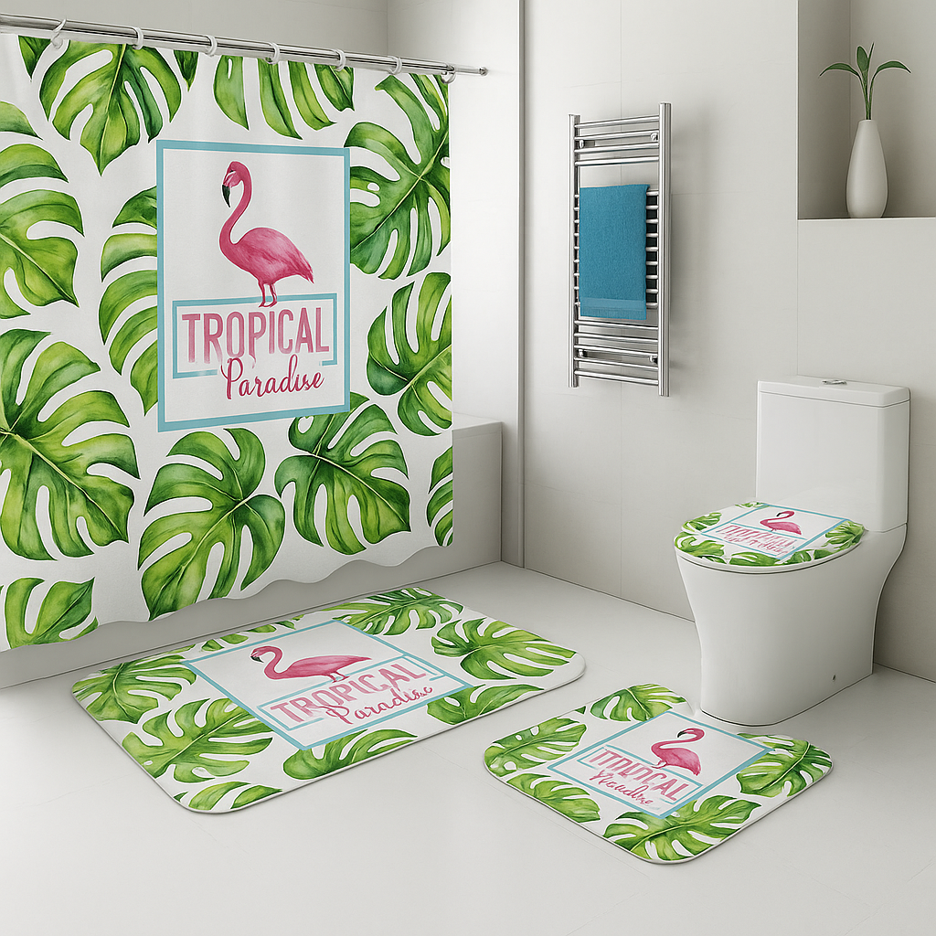 Tropical Paradise Flamingo Bathroom Set