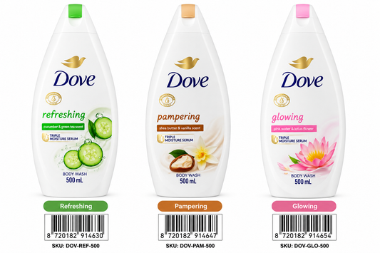 Dove Body Wash 500 mL Refreshing Pampering and Glowing variants