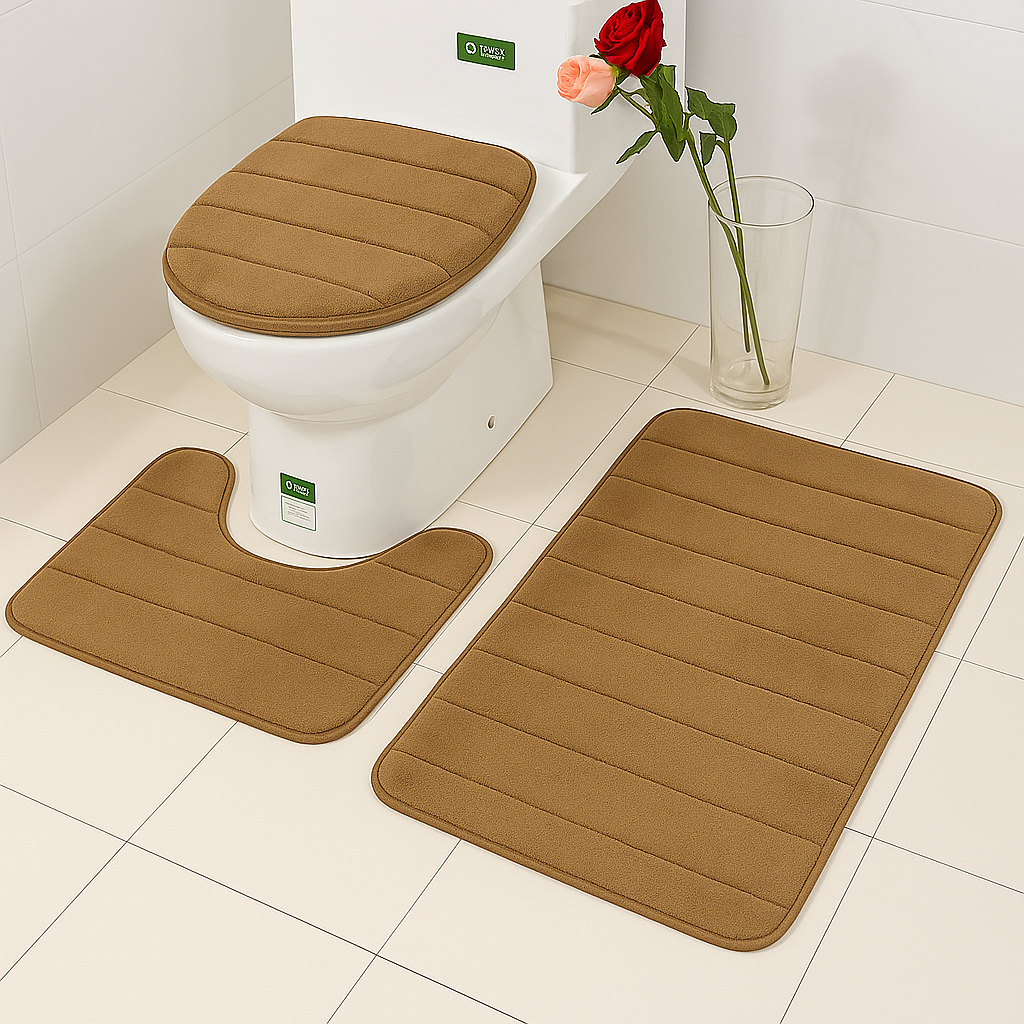 Ribbed Vilved 3-Pcs Bathroom Mat Set