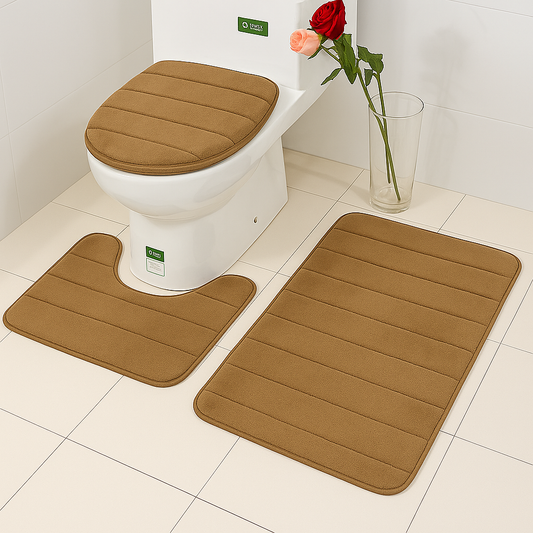 Ribbed Vilved 3-Pcs Bathroom Mat Set