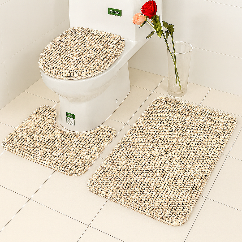 Bobbly 3-Pcs Bathroom Mat Set