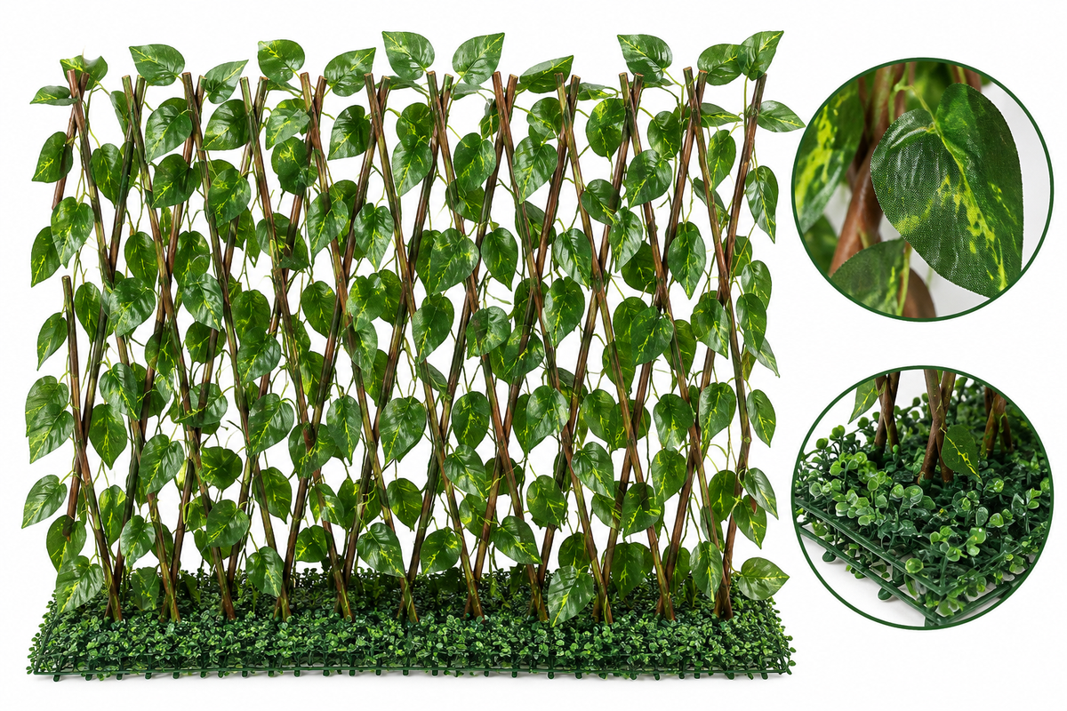 Artificial grass and wood fence divider 120 cm