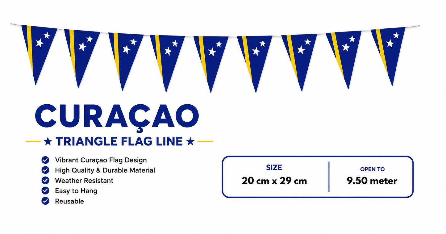 Banderin Curacao Triangle hanging Flag- 20cm x 29cm